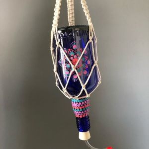 Upcycled boho glass hummingbird feeder